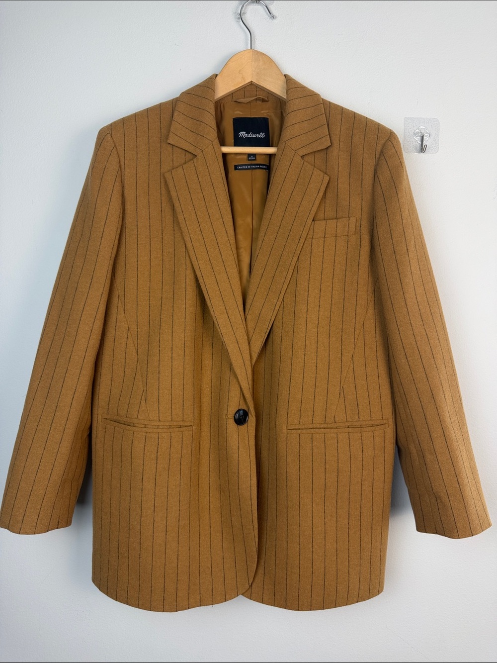 Madewell Bella Pinstripe Blazer Oversized Fit Size 4 Italian Wool Blend Office - Picture 2 of 16